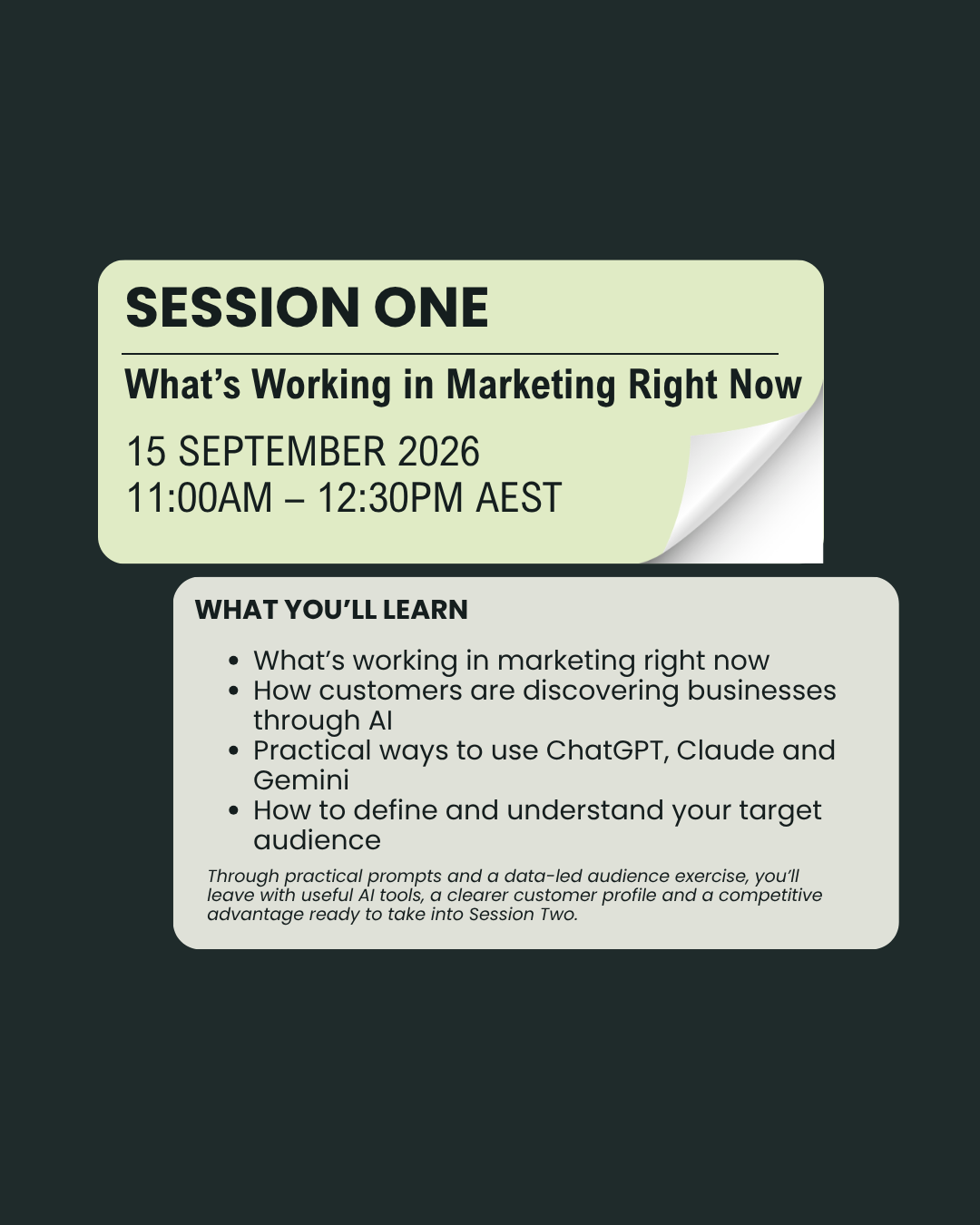 Marketing Analytics Workshop, Two Part Series with Brooke Huckerby